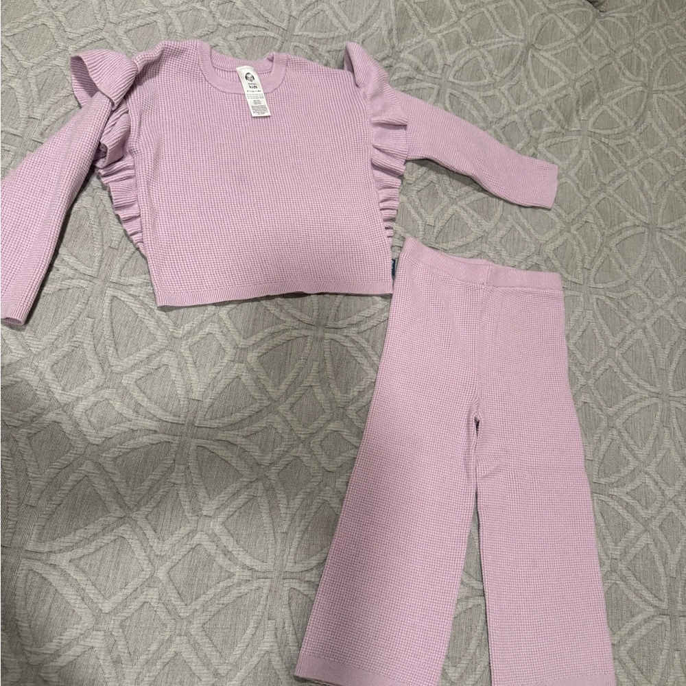 Lavender Ruffled Sweater and Pants Set